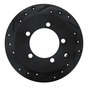 Mitsubishi Diamante Brake Rotor (1) - Rear Left - R1 Concepts - Drilled & Slotted - Black - `97-`04